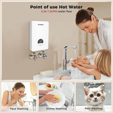 Camplux Electric Point of Use Tankless Hot Water Heater, 4.5kW at 110~120V