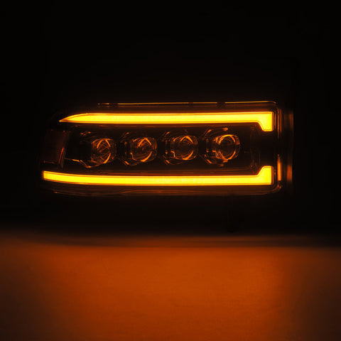 AlphaRex 94-01 RAM 1500 NOVA LED Proj Headlights Alpha-Blk w/Activ Light/Seq Signal/SB DRL