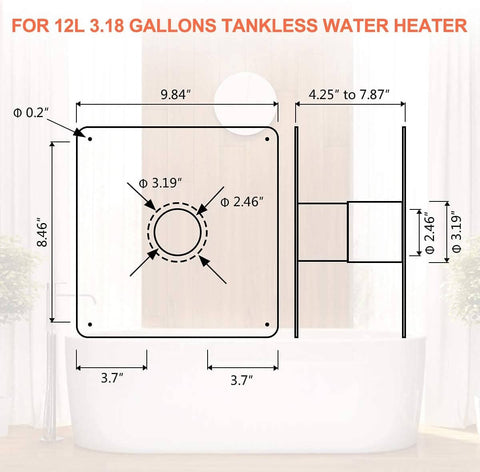 3.18 GPM Indoor Propane Tankless Water Heater with Wall Thimble, White
