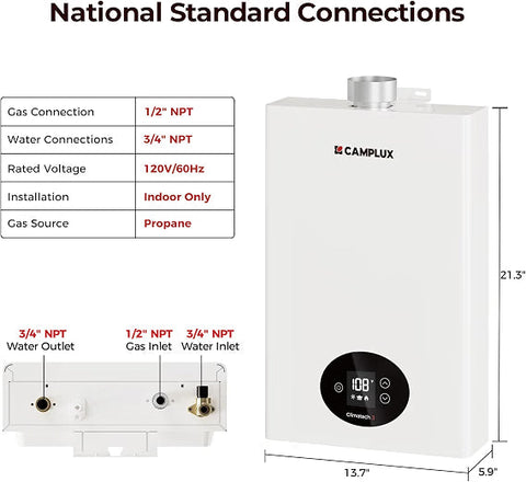 Camplux Climatech 3 Indoor Gas Tankless Water Heater 68,000 BTU