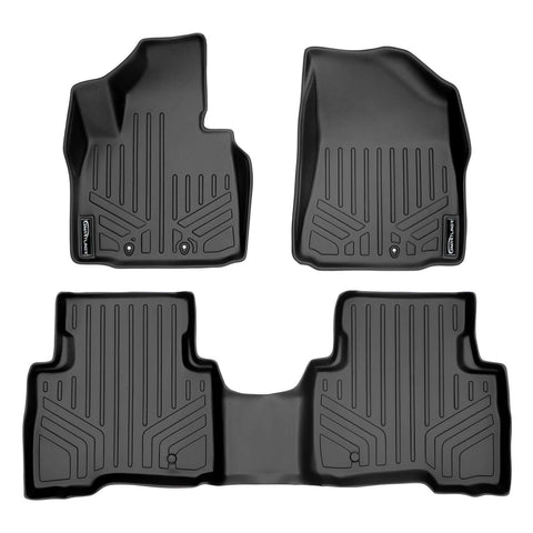 SMARTLINER Custom Fit Floor Liners For 2014-2015 Kia Sorento (with 3rd Row Seats) - Black / 2 Row Floor Mat Liner Set & Cargo Liner Behind the 2nd Row