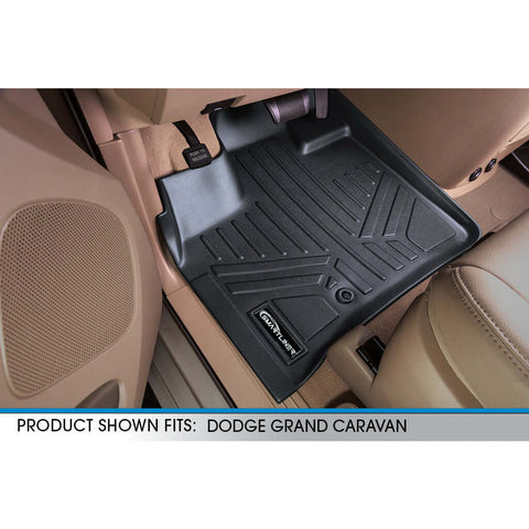 Smart Trim™ Custom Fit Floor Liners For 2013-2020 Dodge Grand Caravan with 2nd Row Bucket Seats and 1st Row Super Console