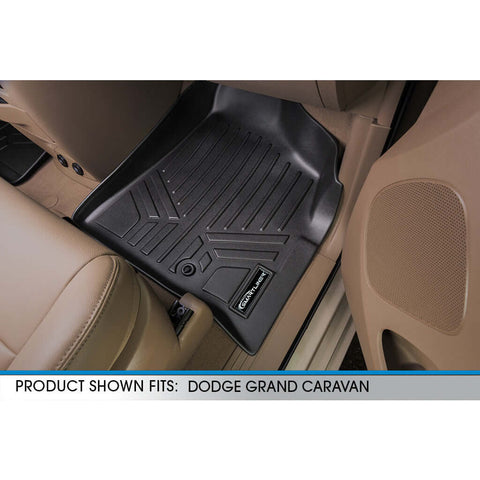 Smart Trim™ Custom Fit Floor Liners For 2013-2020 Dodge Grand Caravan with 2nd Row Bucket Seats and 1st Row Super Console
