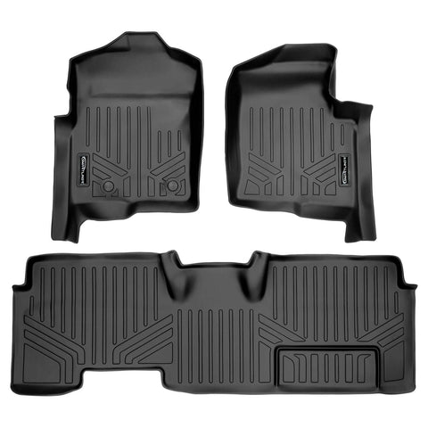 SMARTLINER Custom Fit Floor Liners For 2011-2014 Ford F-150 SuperCab with Flow Center Console