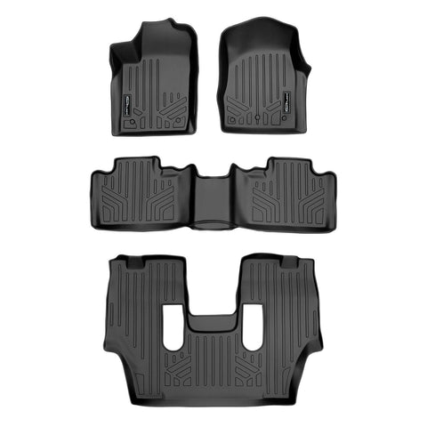 Smart Trim™ Custom Fit Floor Liners For 13-16 Durango with 1st Row Dual Floor Hooks & 2nd Row Bucket Seats