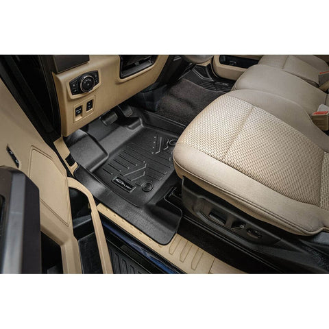 SmartCoverage™ Custom Fit Floor Liners For 2015-2025 Ford F-150 with 1st Row Bucket Seats & OEM 2nd Row Under Seat Storage (Vinyl Flooring)