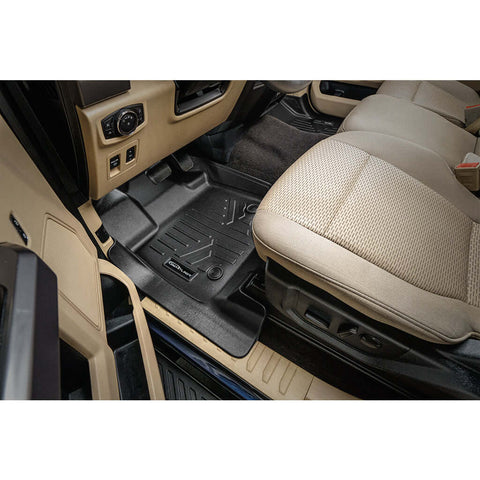 SmartCoverage™ Custom Fit Floor Liners For 2015-2025 Ford F-150 with 1st Row Bucket Seats & OEM 2nd Row Under Seat Storage (Vinyl Flooring)