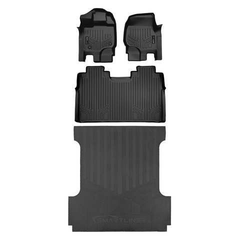 SmartCoverage™ Custom Fit Floor Liners For 2015-2025 Ford F-150 SuperCrew Cab with 1st Row Bench Seat (No OTH and no 2nd Row Underseat Storage)