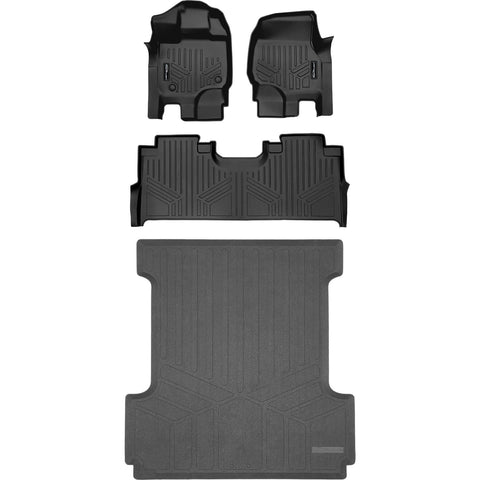 SmartCoverage™ Custom Fit Floor Liners For 2015-2025 Ford F-150 with 1st Row Bucket Seats & OEM 2nd Row Under Seat Storage