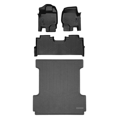 SmartCoverage™ Custom Fit Floor Liners For 2015-2025 Ford F-150 with 1st Row Bucket Seats & OEM 2nd Row Under Seat Storage