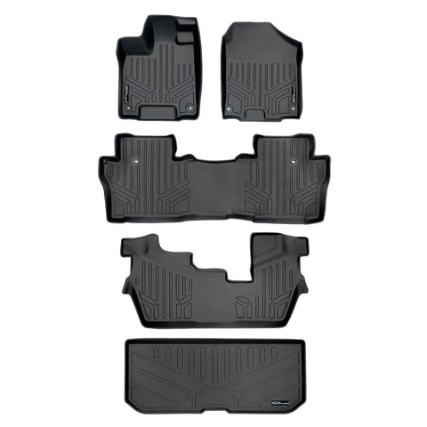 SMARTLINER Custom Fit Floor Liners For 2016-2022 Honda Pilot (8 Passenger Model)