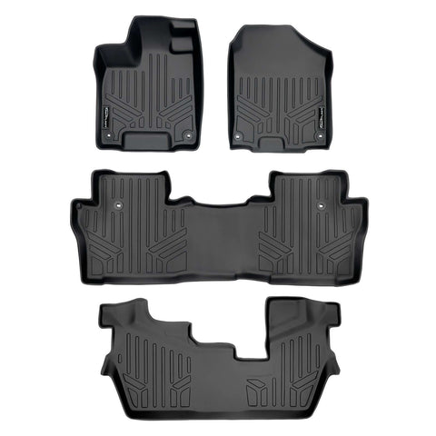 SMARTLINER Custom Fit Floor Liners For 2016-2022 Honda Pilot (8 Passenger Model)