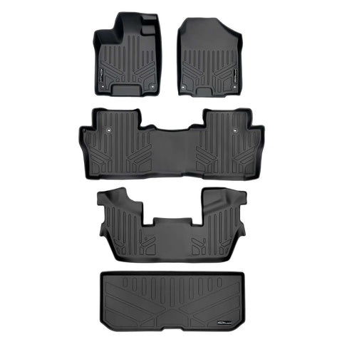 SMARTLINER Custom Fit Floor Liners For 2016-2022 Honda Pilot (7 Passenger Model)