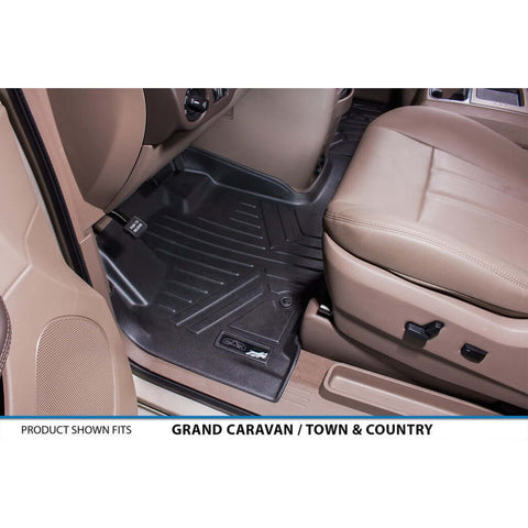Smart Trim™ Custom Fit Floor Liners For 2013-2020 Dodge Grand Caravan with 2nd Row Bucket Seats and no Super Console