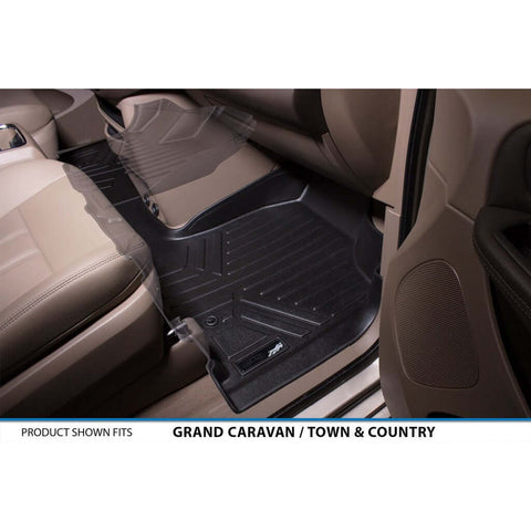 Smart Trim™ Custom Fit Floor Liners For 2013-2020 Dodge Grand Caravan with 2nd Row Bucket Seats and no Super Console