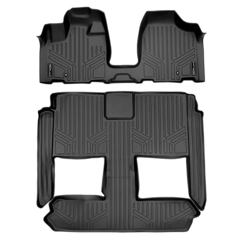 Smart Trim™ Custom Fit Floor Liners For 2013-2020 Dodge Grand Caravan with 2nd Row Bucket Seats and no Super Console