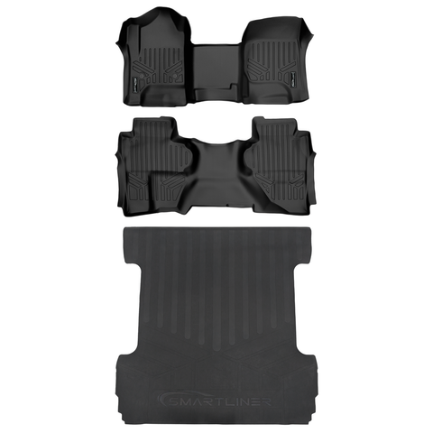 SMARTLINER Custom Fit Floor Liners For 2019 Silverado 1500 LD/ GMC Sierra 1500 LD Double Cab (Over the Hump Coverage)