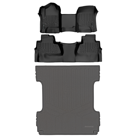SMARTLINER Custom Fit Floor Liners For GMC Sierra 1500 Crew Cab 2014 - 2018 (Carpeted flooring) 1st Row Bench Half coverage