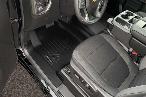 SmartCoverage™ Custom Fit Floor Liners For 2019-2025 Chevrolet Silverado 1500 Crew Cab With 1st Row Bench Seat (with OTH Coverage) and Carpet Flooring without the 2nd Row Underseat Storage