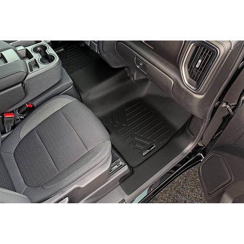 SmartCoverage™ Custom Fit Floor Liners For 2019-2025 Chevrolet Silverado 1500 Crew Cab With 1st Row Bench Seat (OTH Coverage) and Carpeted Flooring with the 2nd Row Underseat Storage