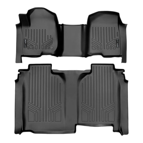 SmartCoverage™ Custom Fit Floor Liners For 2019-2025 Chevrolet Silverado 1500 Crew Cab With 1st Row Bench Seat (with OTH Coverage) and Carpet Flooring without the 2nd Row Underseat Storage