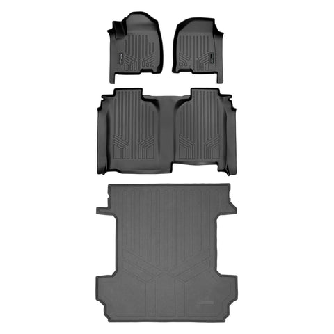 SmartCoverage™ Custom Fit Floor Liners For 2019-2024 Silverado/Sierra 1500 Crew Cab With 1st Row Bucket Seats & Vinyl Floor