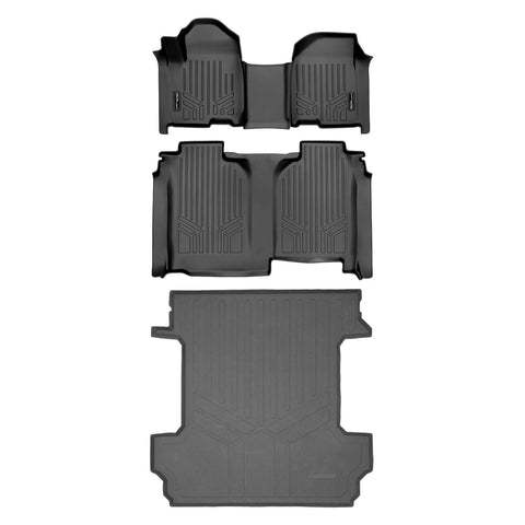 SmartCoverage™ Custom Fit Floor Liners For 2019-2024 Chevrolet Silverado 1500 Crew Cab With 1st Row Bench Seat (with OTH Coverage) and Vinyl Flooring without the 2nd Row Underseat Storage