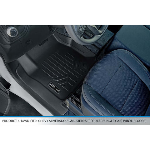 SMARTLINER Custom Fit Floor Liners For 2020-2025 Chevrolet Silverado 2500 HD | 3500 HD /  GMC Sierra 1500 (Regular Cab With Vinyl Flooring And Without OTH Coverage)
