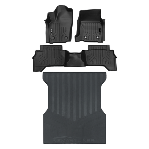 SMARTLINER All Weather Custom Fit Floor Liner Compatible With 2024-2025 Toyota Tacoma Double Cab (Manual Transition)