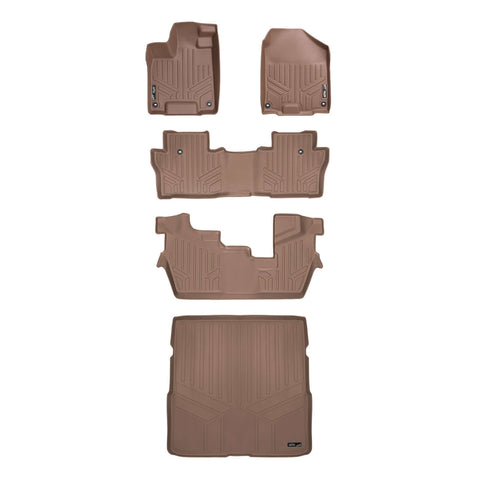 SMARTLINER Custom Fit Floor Liners For 2016-2022 Honda Pilot (8 Passenger Model)