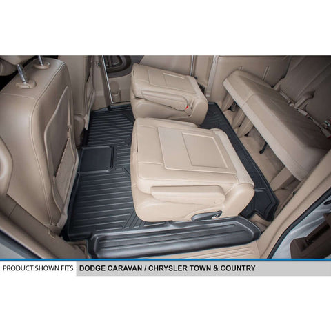 Smart Trim™ Custom Fit Floor Liners For 2013-2020 Dodge Grand Caravan with 2nd Row Bucket Seats and 1st Row Super Console