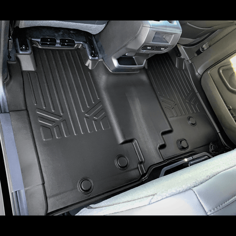 SMARTLINER Custom Fit Floor Mat Liner Set Compatible With 2024 Chevrolet Silverado EV Fits Vinyl floor Bucket Seat models, 3WR (Work Truck Trim)