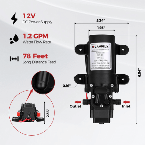 Camplux BD158P43 Tankless Propane Water Heater Pump Kit