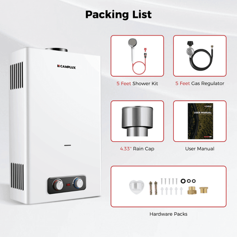 Camplux BD422C On Demand Water Heater Propane With Rain Cap