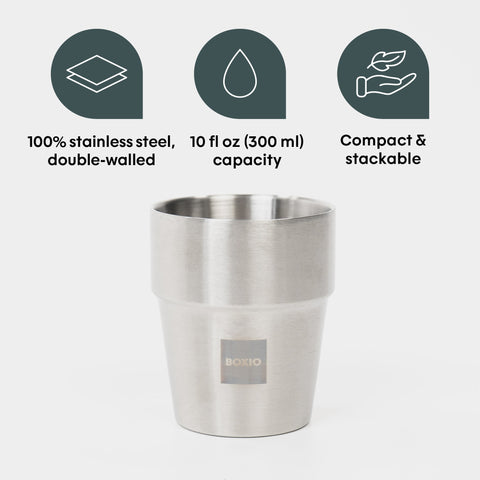 BOXIO CUP I Set of four stackable stainless steel cups