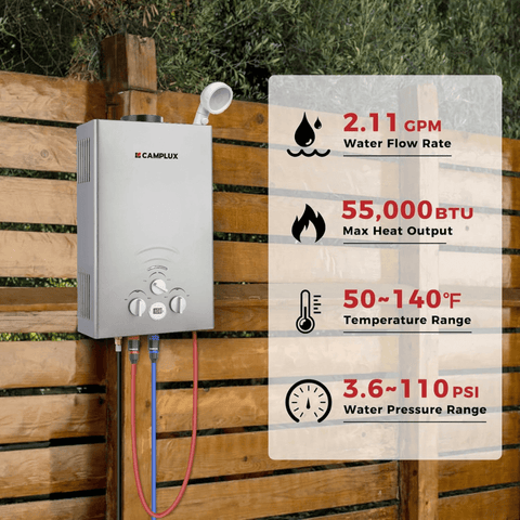 Camplux BW211G Camping Water Heater Propane