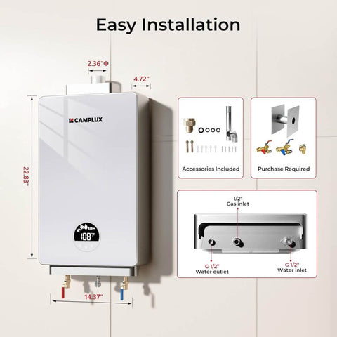 Indoor Natural Gas Tankless Water Heater 3.18 GPM
