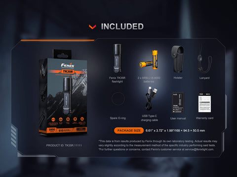 Fenix TK35R Rechargeable High-Performance Tactical Flashlight with UV Output