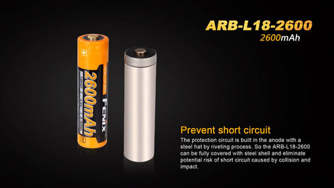 Fenix ARB-L18-2600 High-Capacity 18650 Battery - 2600mAh
