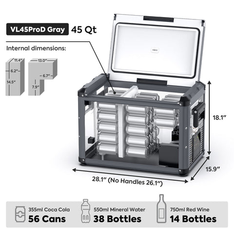 ICECO VL45ProD Dual Zone 12V Portable Fridge Freezer - Black