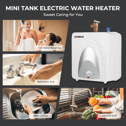 Camplux Electric Mini Tank Point of Use Water Heater 120V - 1.3 Gallon