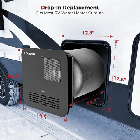 Camplux Ultra 6 Gallon RV Water Heater 12,000 BTU Gas/Electric Hybrid - Black