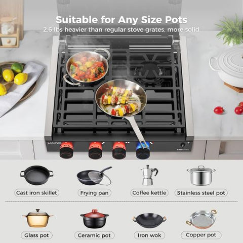 CAMPLUX RV Stove 3 Burners 21,000 BTU, 21 Inches Propane RV Cooktop Elite