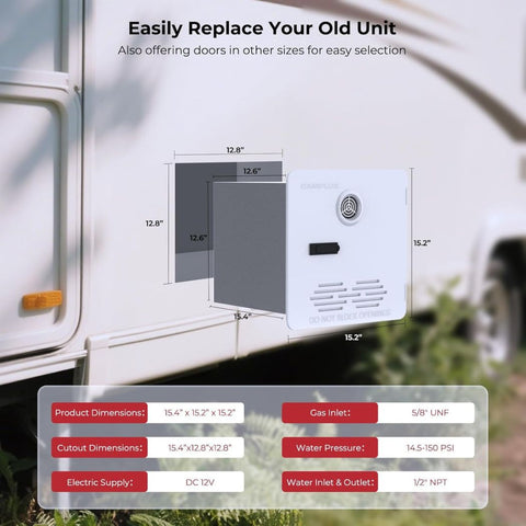 Camplux PRO 65,000 BTU RV Tankless Water Heater 2.64 GPM-White