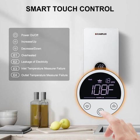 Camplux Electric Point of Use Tankless Water Heater, 6kW at 220~240V