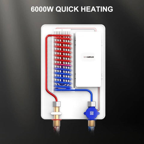 Camplux Electric Point of Use Tankless Water Heater, 6kW at 220~240V