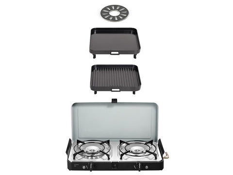 2 COOK 3 PRO DELUXE/ PORTABLE 3 PIECE/ GAS BARBEQUE/ CAMP COOKER